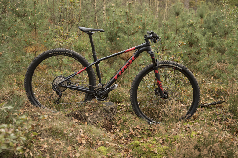 The Trek ProCaliber 8 is a ' hardtail ' mountain bike with a little suspension at the rear.