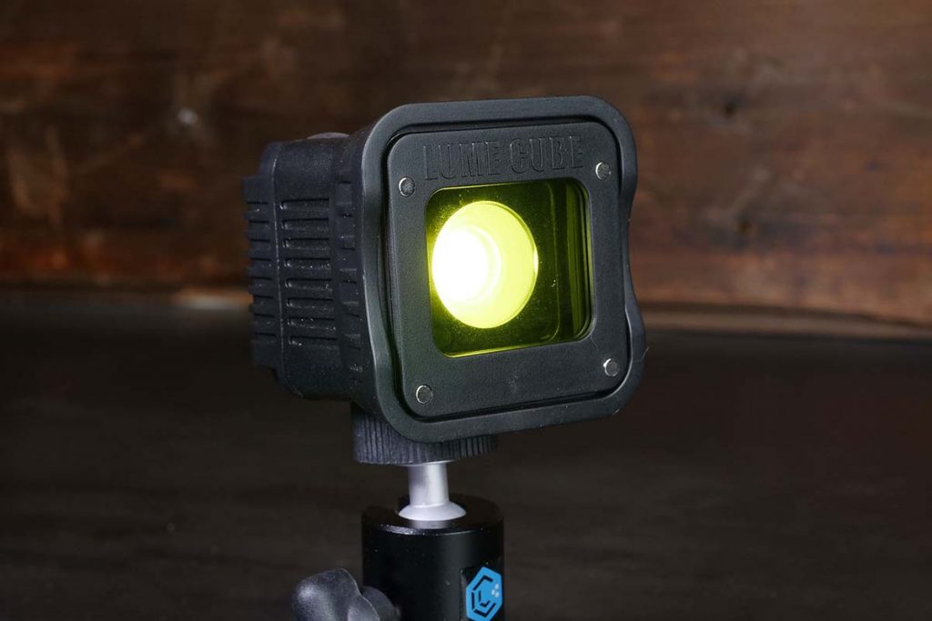 The Lume Cube 2.0 Set has a yellow gel...