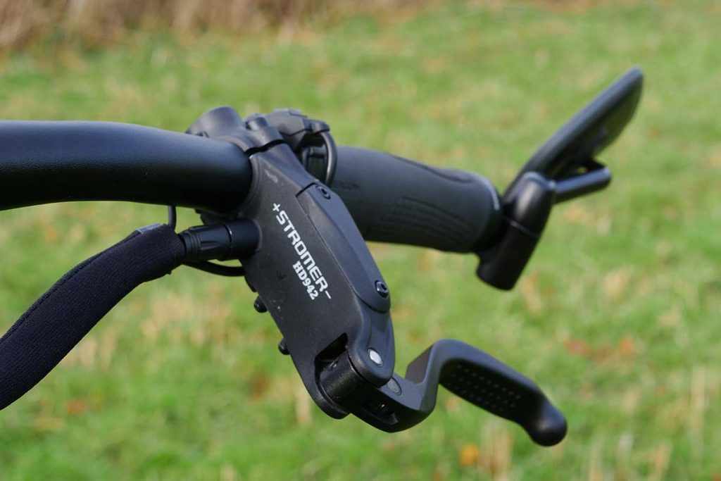 The brake levers are adjustable to fit small and large hands.