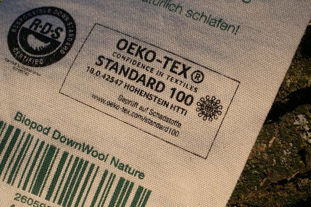The Grüezi bag Biopod DownWool Nature is OEKO-TEX certified.
