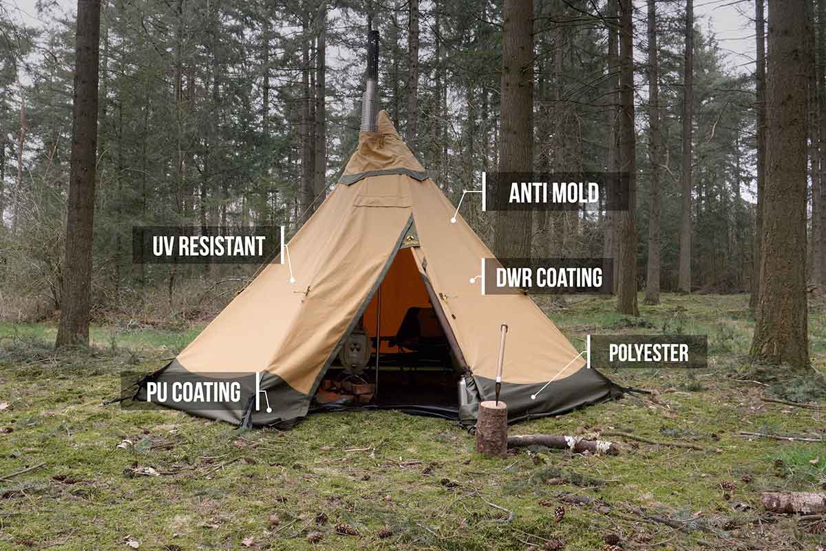 The Tentipi Safir 5 CP main fabric is Cotpolmex, a polyester cotton blend.